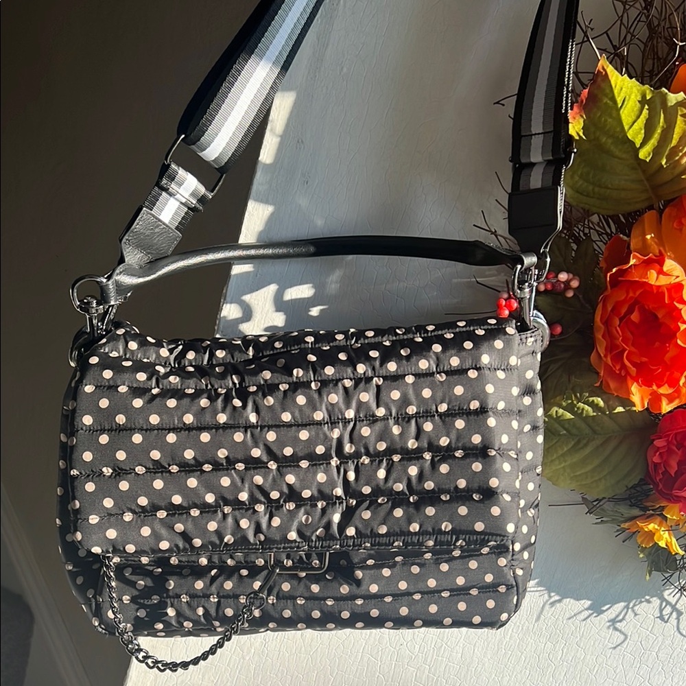 THINK ROYLN Black and White Polka Dot Shoulder Bag - Picture 2 of 16